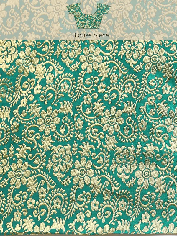 Turquoise_Green_Vichitra_Silk_Fancy_Border_with_Fancy_Blouse_Beautiful_Saree