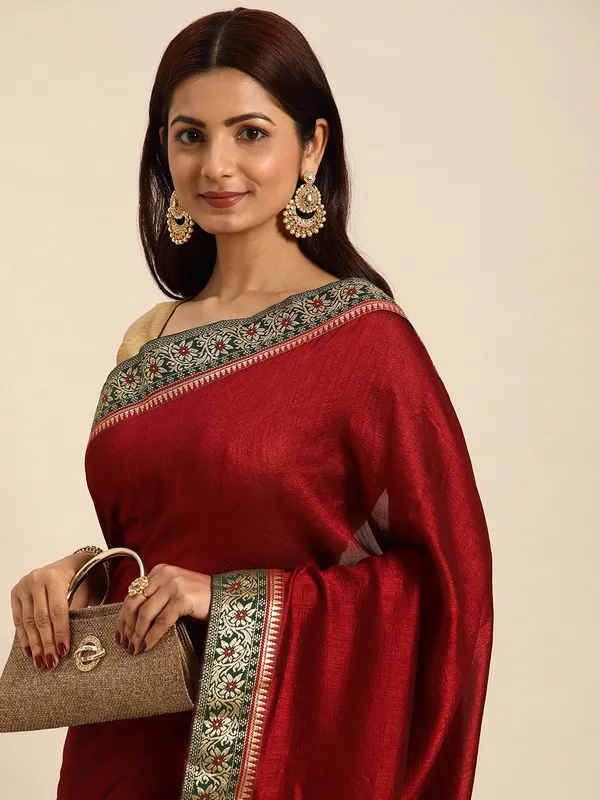 Maroon_Vichitra_Silk_Fancy_Border_with_Fancy_Blouse_Beautiful_Saree