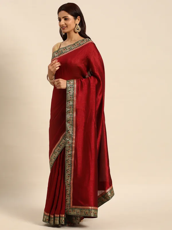 Maroon_Vichitra_Silk_Fancy_Border_with_Fancy_Blouse_Beautiful_Saree
