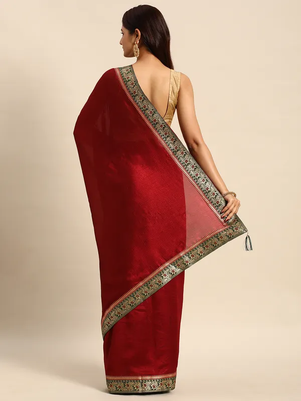 Maroon_Vichitra_Silk_Fancy_Border_with_Fancy_Blouse_Beautiful_Saree