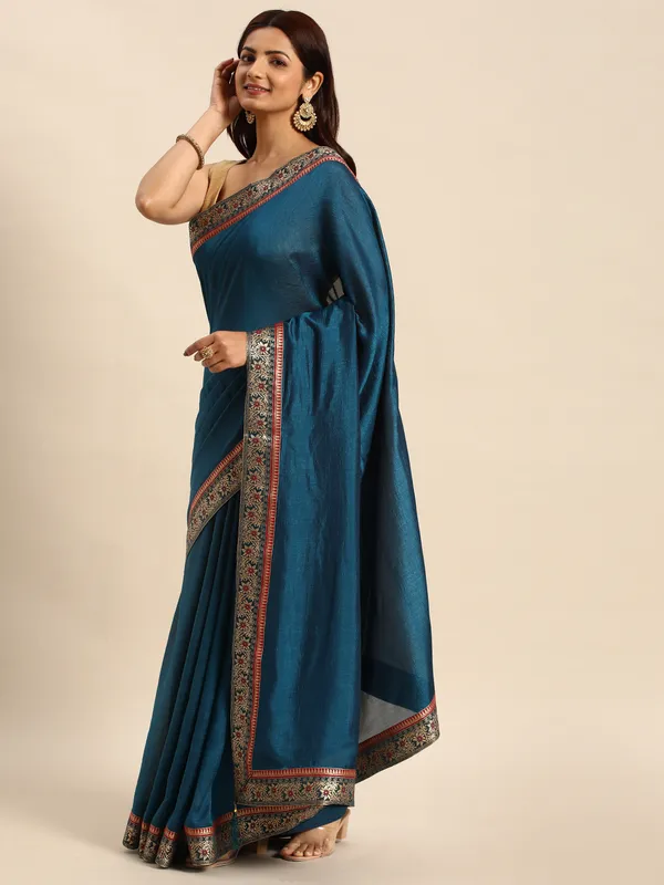 Blue_Vichitra_Silk_Fancy_Border_with_Fancy_Blouse_Beautiful_Saree