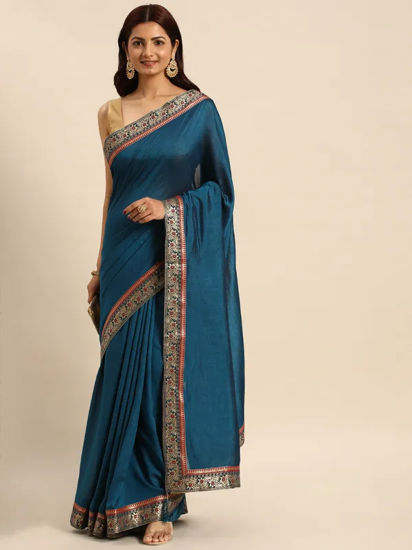 Blue_Vichitra_Silk_Fancy_Border_with_Fancy_Blouse_Beautiful_Saree