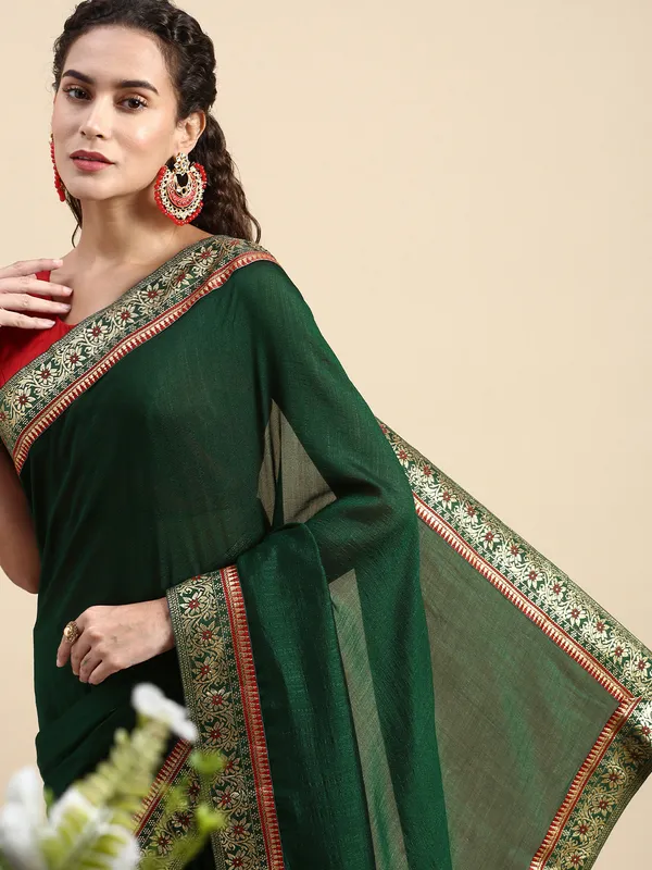 Green_Vichitra_Silk_Fancy_Border_with_Fancy_Blouse_Beautiful_Saree