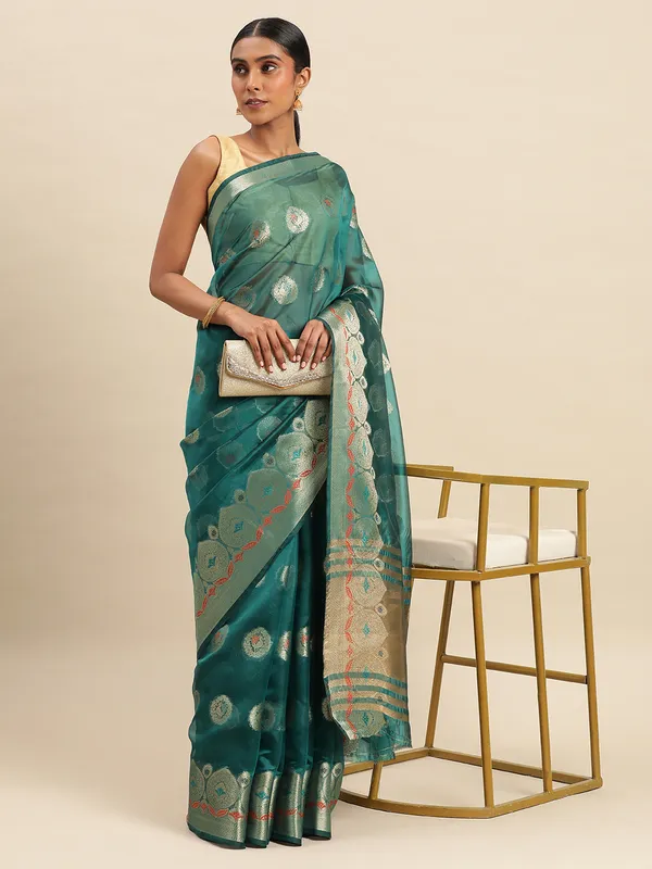 Rama_Organza_Silk_Saree
