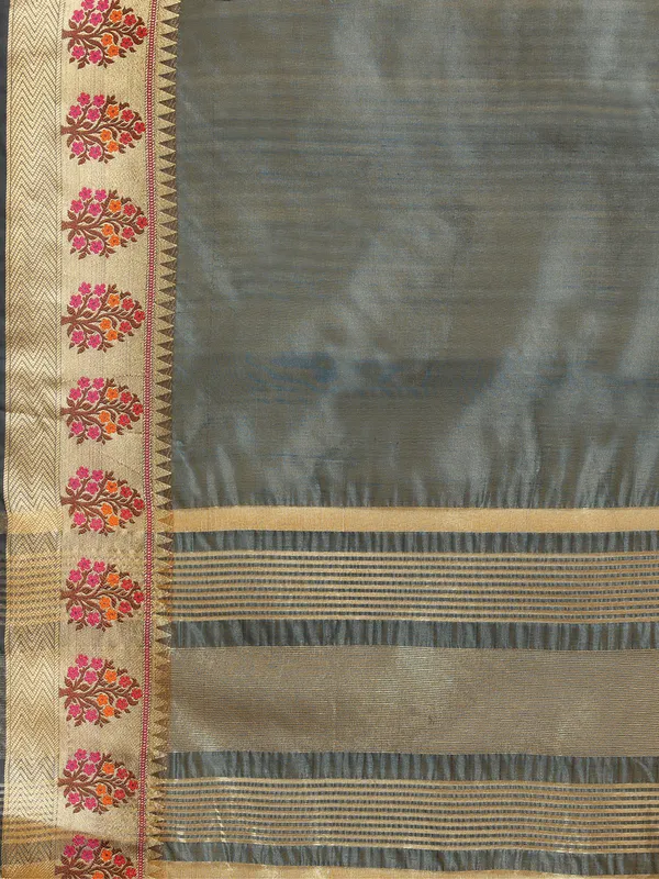 Grey_Organza_Silk_Saree