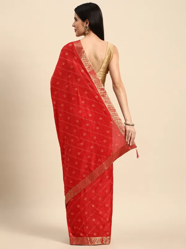 Indian_Women_Red_Vichitra_Silk_Foil_Work