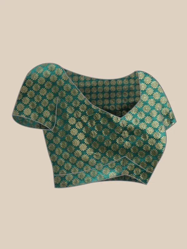 Indian_Women_Turquoise_Green_Vichitra_Silk_Foil_Work