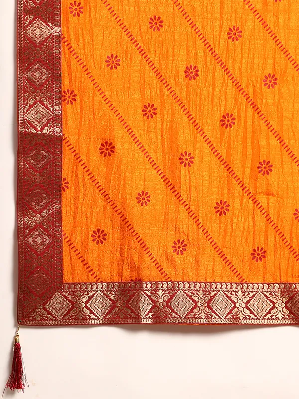 Indian_Women_Yellow_Vichitra_Silk_Foil_Work