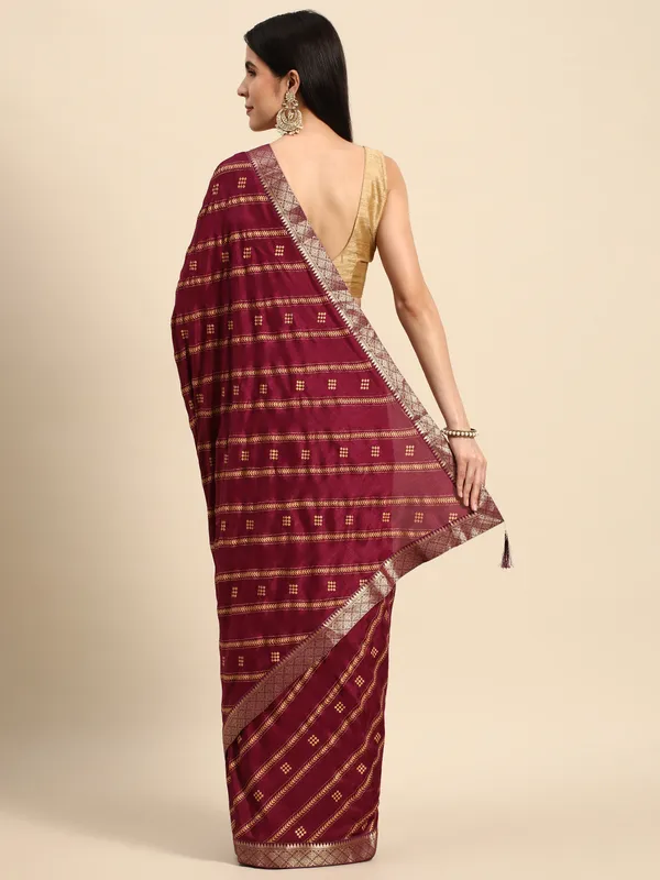 Indian_Women_Wine_Vichitra_Silk_Foil_Work