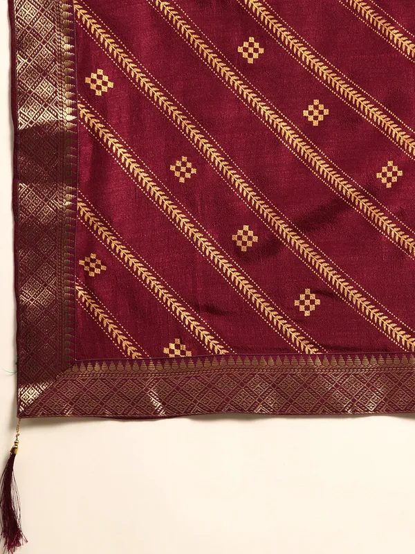 Indian_Women_Wine_Vichitra_Silk_Foil_Work
