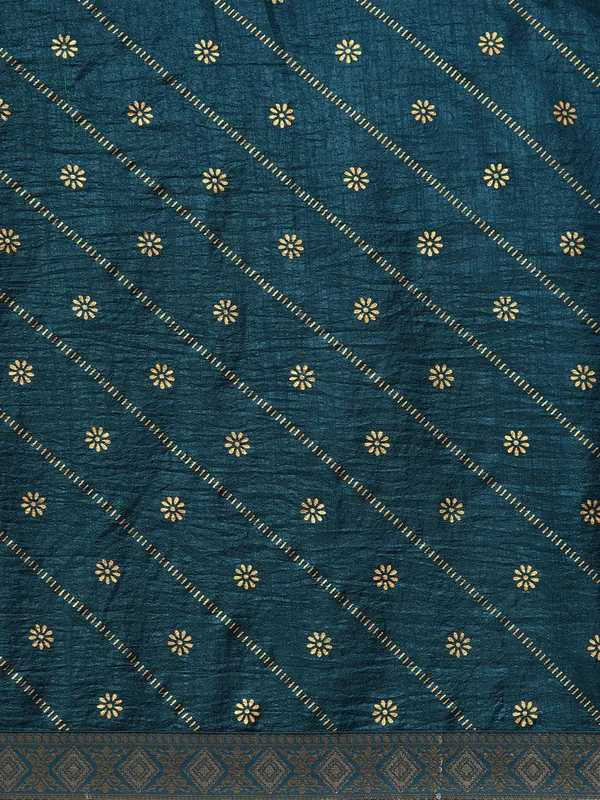 Indian_Women_Blue_Vichitra_Silk_Foil_Work
