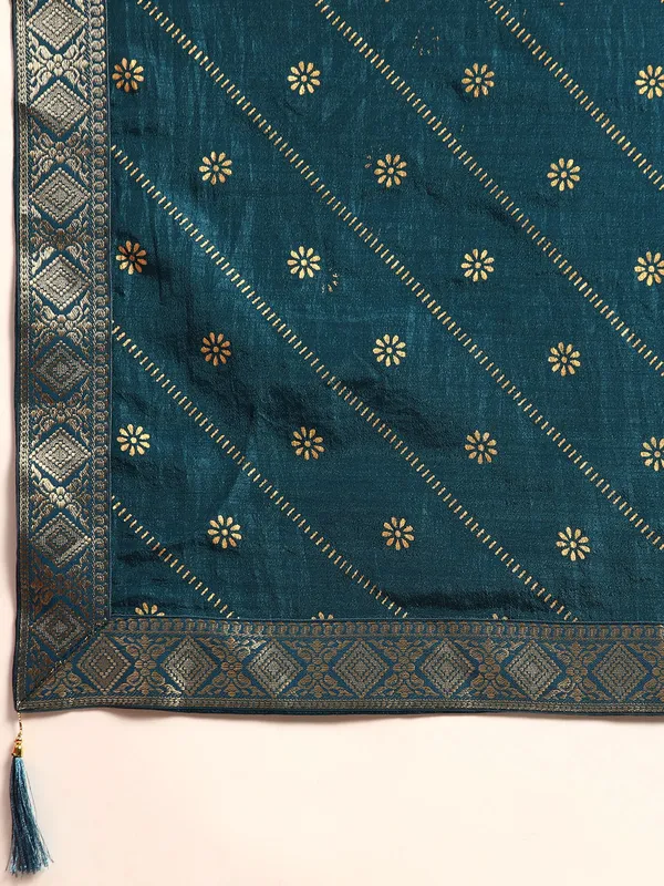 Indian_Women_Blue_Vichitra_Silk_Foil_Work