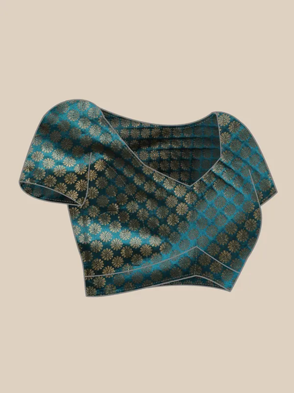 Indian_Women_Blue_Vichitra_Silk_Foil_Work