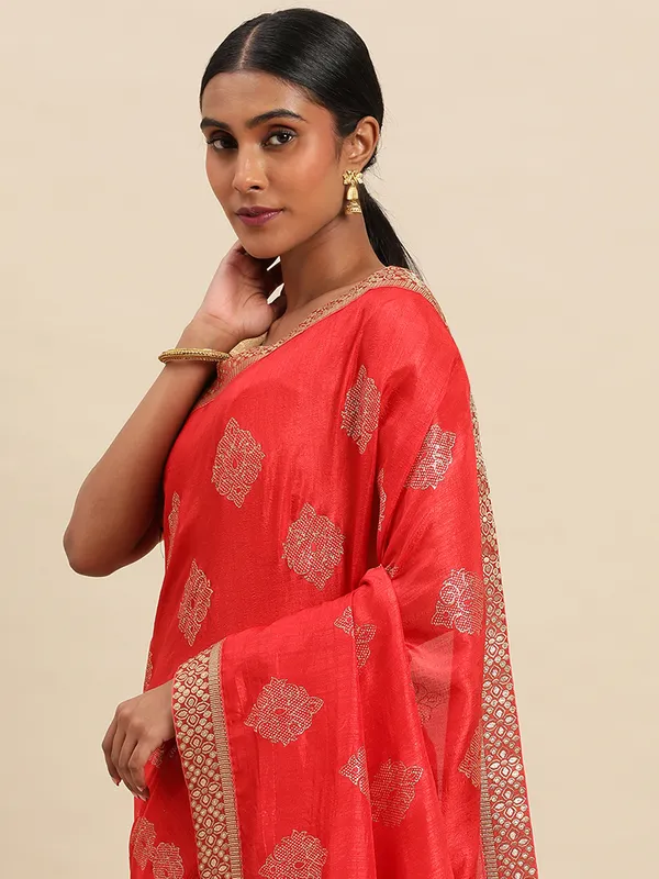 Red_Komal_Silk__Saree_Fancy_Border_With_Foil