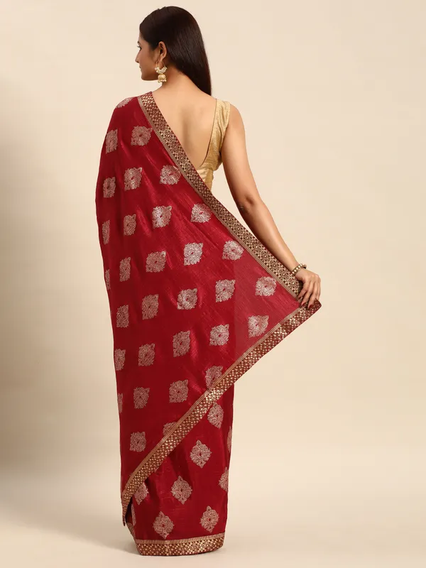 Maroon__Komal_Silk__Saree_Fancy_Border_With_Foil