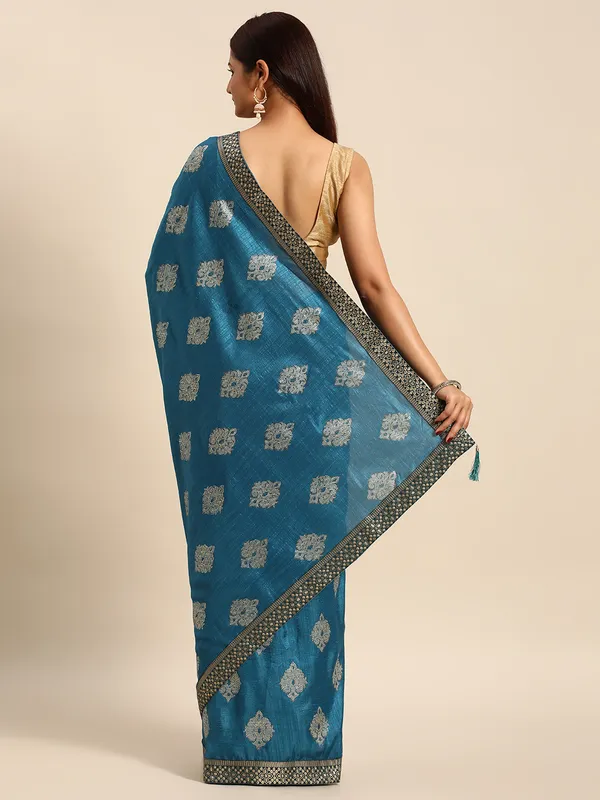 Blue_Komal_Silk__Saree_Fancy_Border_With_Foil