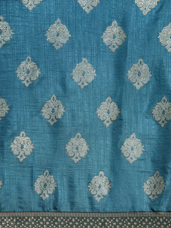Blue_Komal_Silk__Saree_Fancy_Border_With_Foil