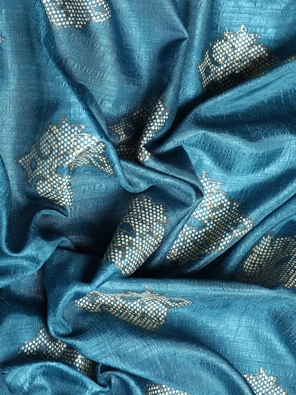 Blue_Komal_Silk__Saree_Fancy_Border_With_Foil