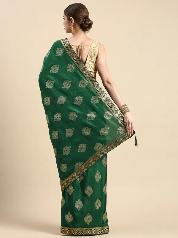 Green__Komal_Silk__Saree_Fancy_Border_With_Foil
