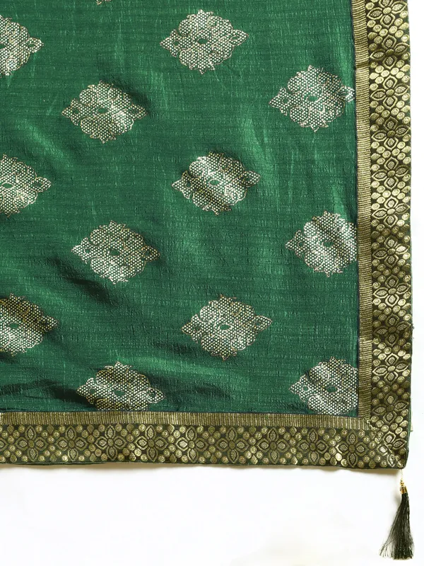 Green__Komal_Silk__Saree_Fancy_Border_With_Foil