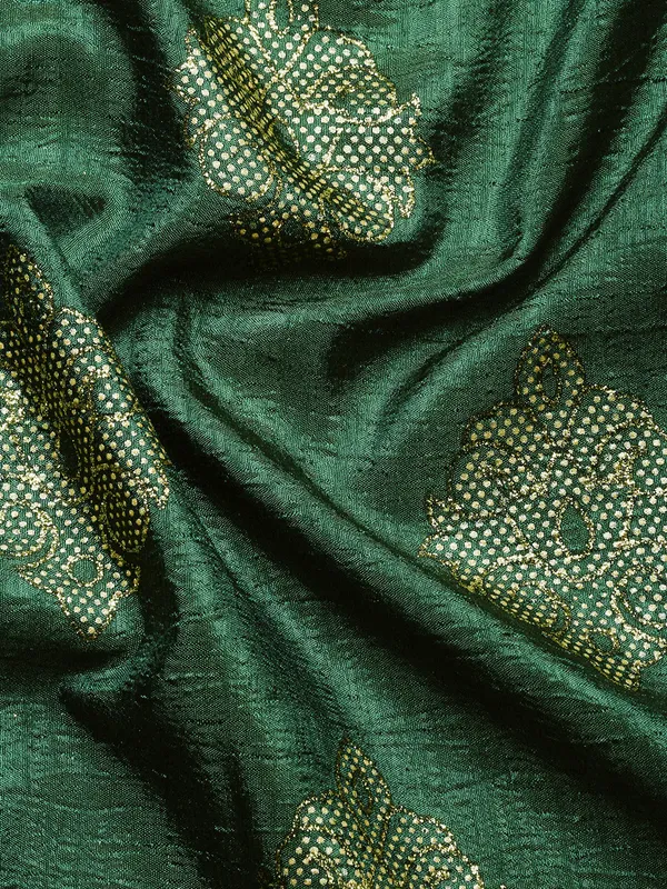 Green__Komal_Silk__Saree_Fancy_Border_With_Foil