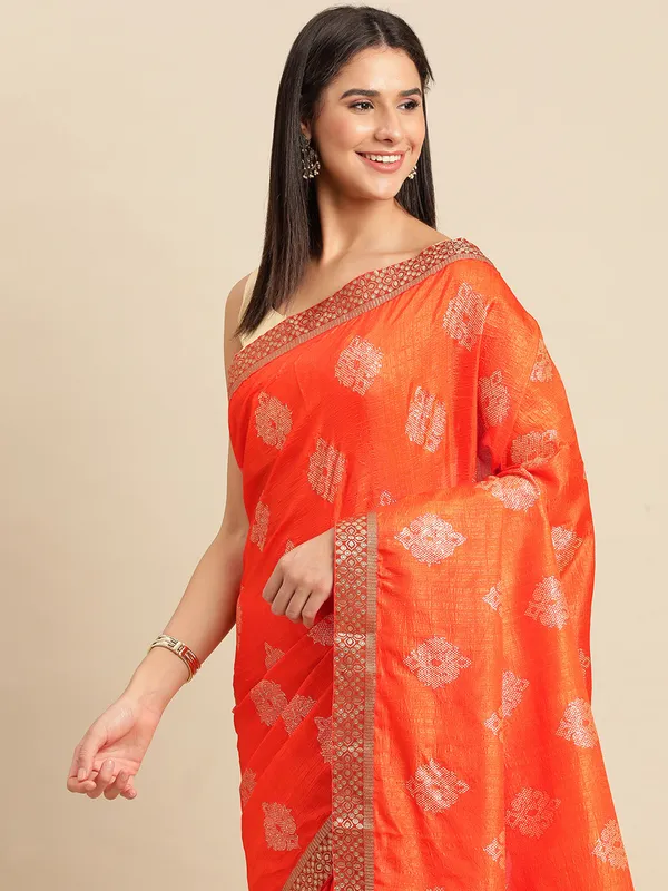 Orange_Komal_Silk__Saree_Fancy_Border_With_Foil