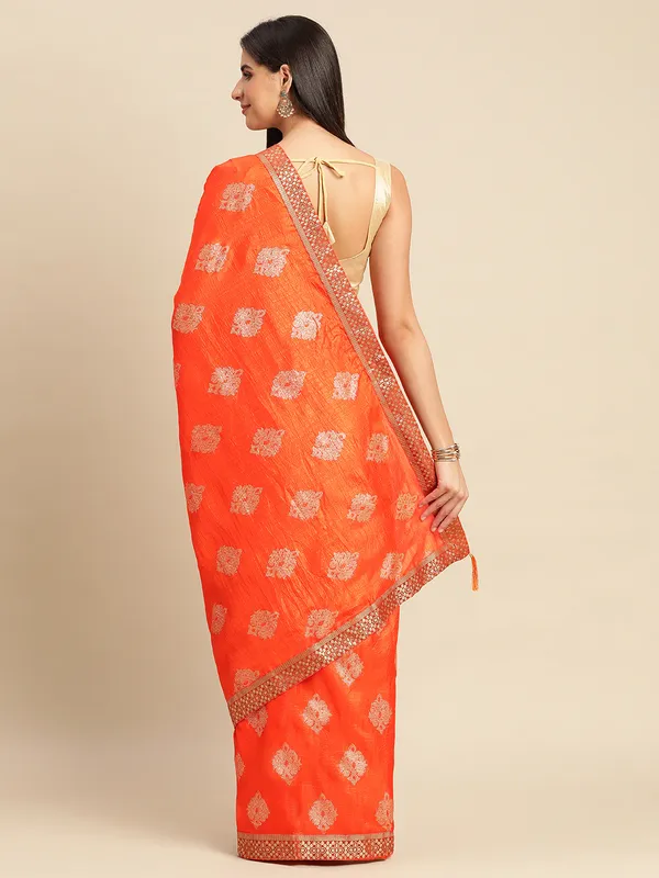 Orange_Komal_Silk__Saree_Fancy_Border_With_Foil