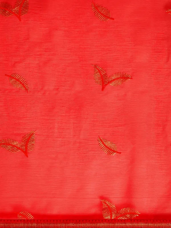 Indian_Women_Red_Shimmer__Full_Saree_Fancy_Border_with_sequence_work_Beautiful_saree