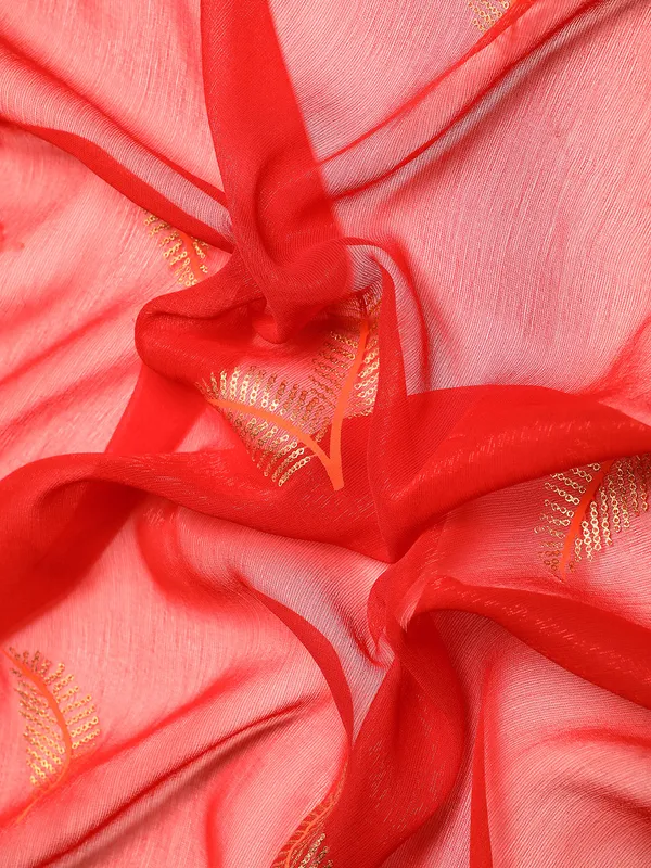 Indian_Women_Red_Shimmer__Full_Saree_Fancy_Border_with_sequence_work_Beautiful_saree