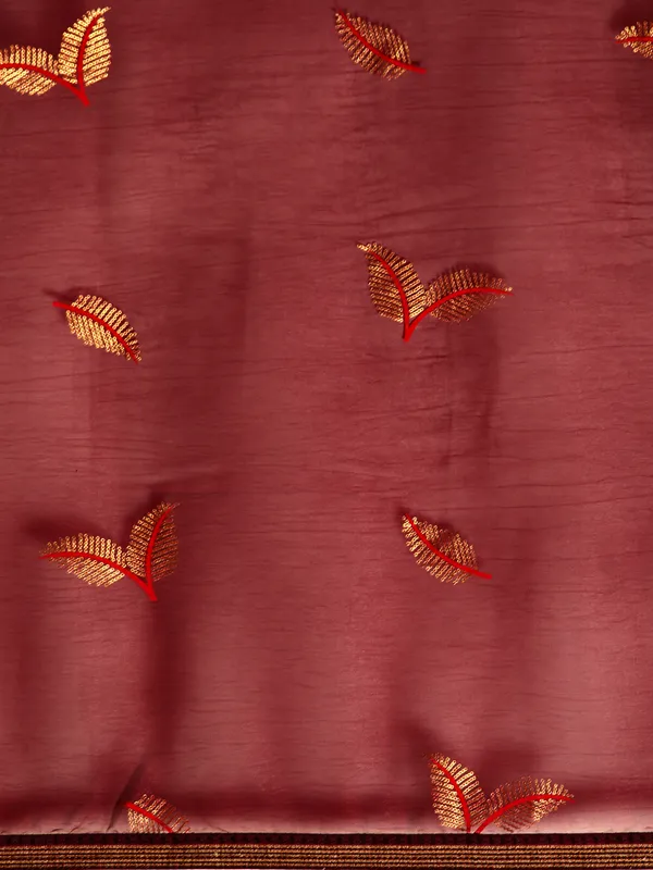 Indian_Women_Maroon_Shimmer__Full_Saree_Fancy_Border_with_sequence_work_Beautiful_saree