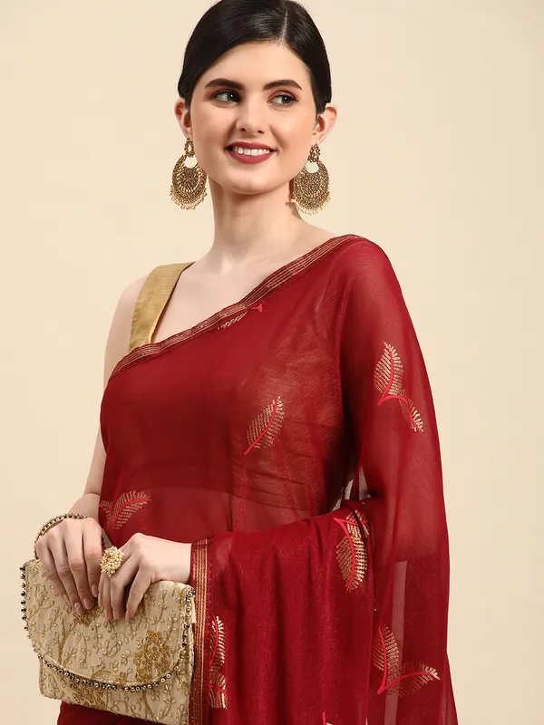Indian_Women_Brwon__Shimmer__Full_Saree_Fancy_Border_with_sequence_work_Beautiful_saree