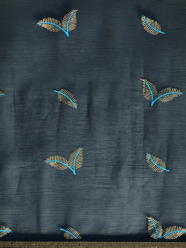 Indian_Women_Blue_Shimmer__Full_Saree_Fancy_Border_with_sequence_work_Beautiful_saree