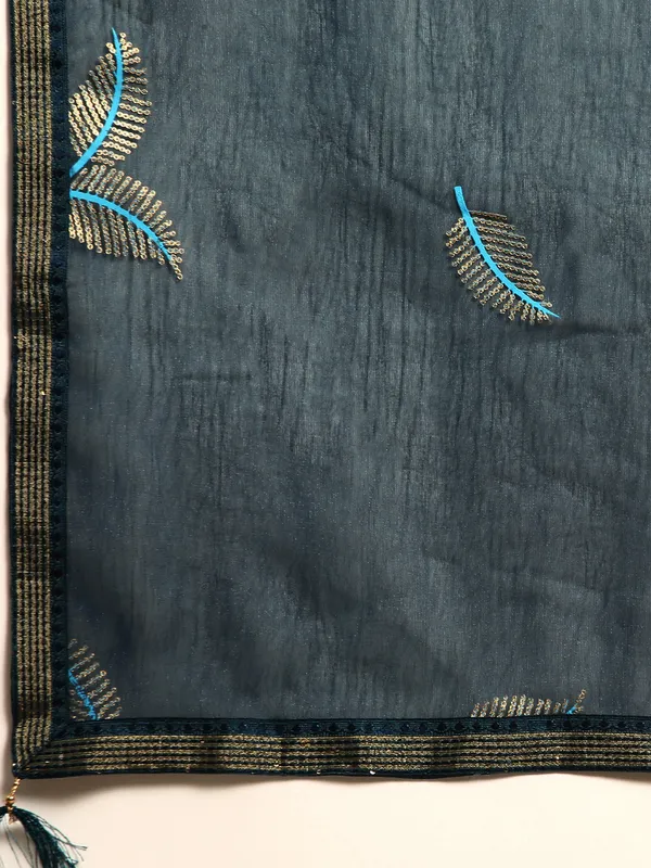 Indian_Women_Blue_Shimmer__Full_Saree_Fancy_Border_with_sequence_work_Beautiful_saree