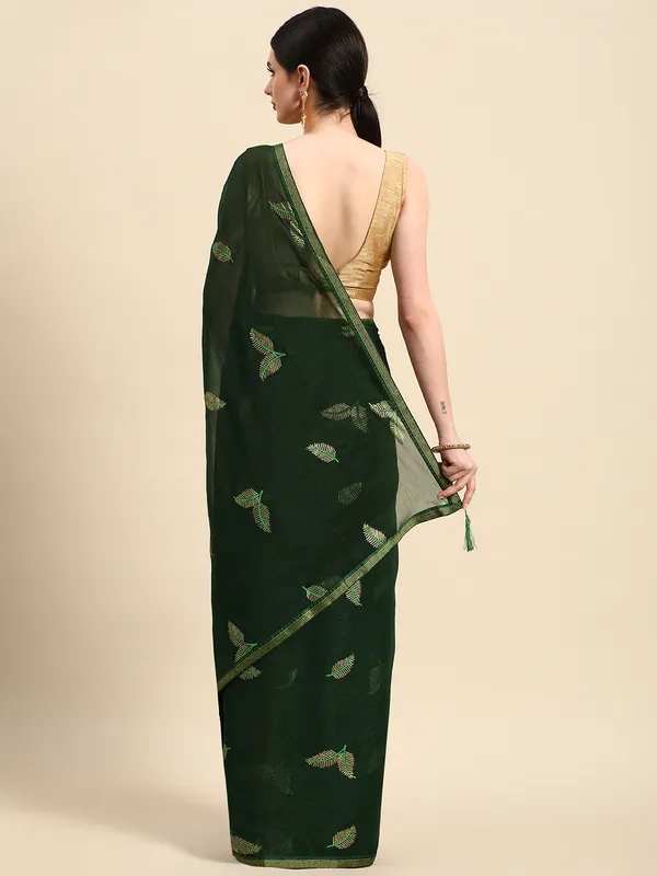 Indian_Women_Green_Shimmer__Full_Saree_Fancy_Border_with_sequence_work_Beautiful_saree