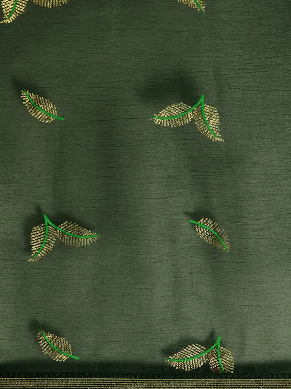 Indian_Women_Green_Shimmer__Full_Saree_Fancy_Border_with_sequence_work_Beautiful_saree