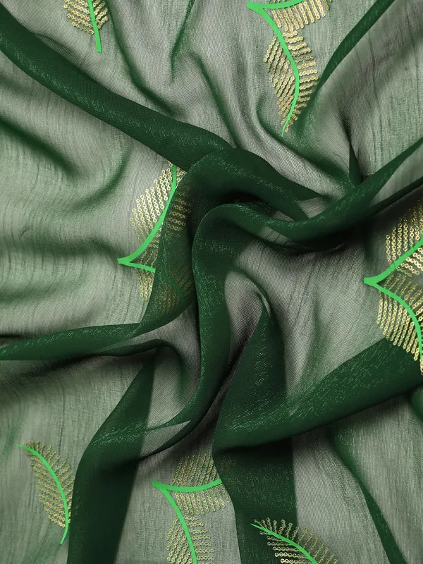 Indian_Women_Green_Shimmer__Full_Saree_Fancy_Border_with_sequence_work_Beautiful_saree