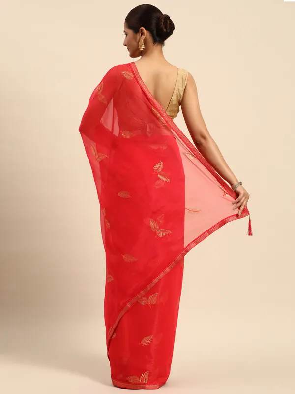 Indian_Women_Pink_Shimmer__Full_Saree_Fancy_Border_with_sequence_work_Beautiful_saree