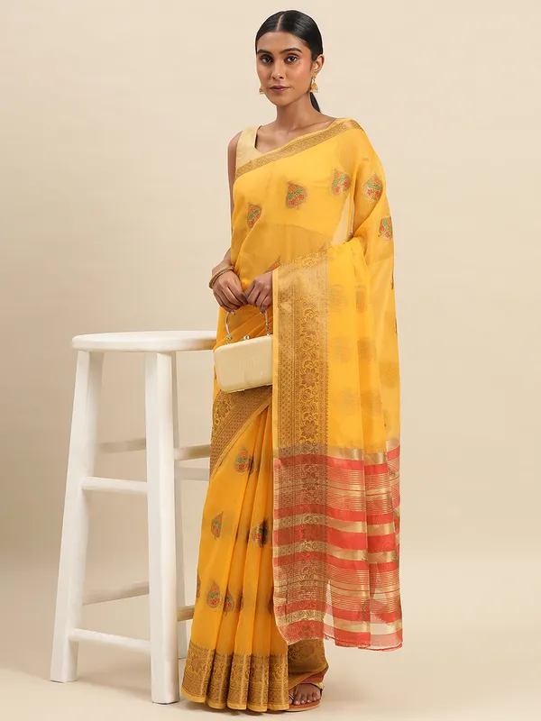 Yellow__Cotton_Silk_Saree