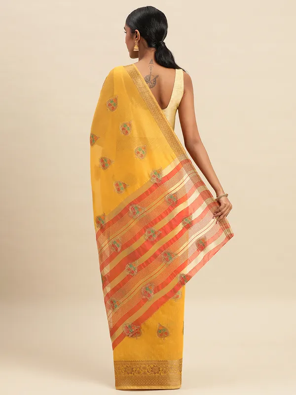Yellow__Cotton_Silk_Saree