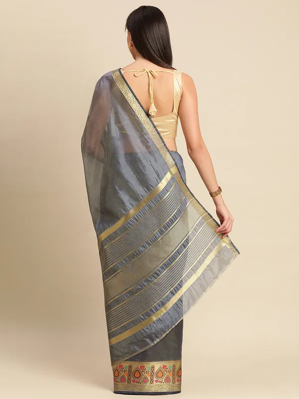 Grey_Shimmer_Silk_Saree
