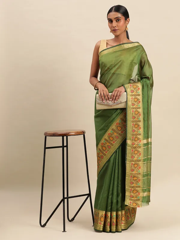 Mehendi_Shimmer_Silk_Saree