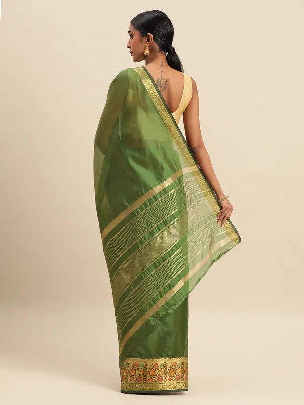 Mehendi_Shimmer_Silk_Saree