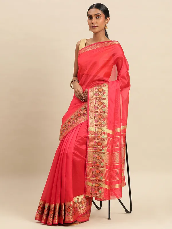 Red_Shimmer_Silk_Saree