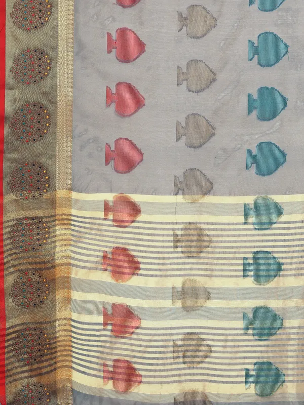 Grey_Organza_Silk_Saree