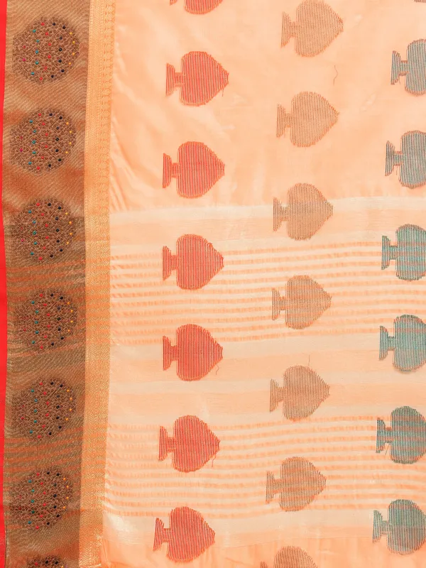 Peach_Organza_Silk_Saree