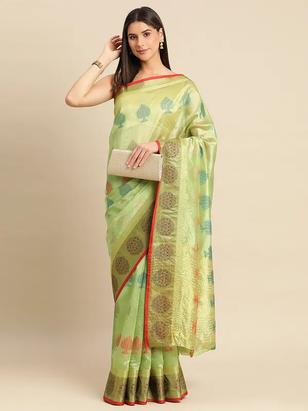 Pista_Organza_Silk_Saree