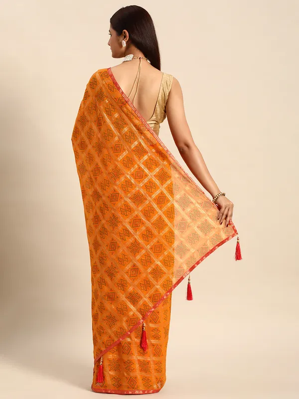 Yellow_Zomato_Bandhani_Foil_Work_Beautiful_Saree