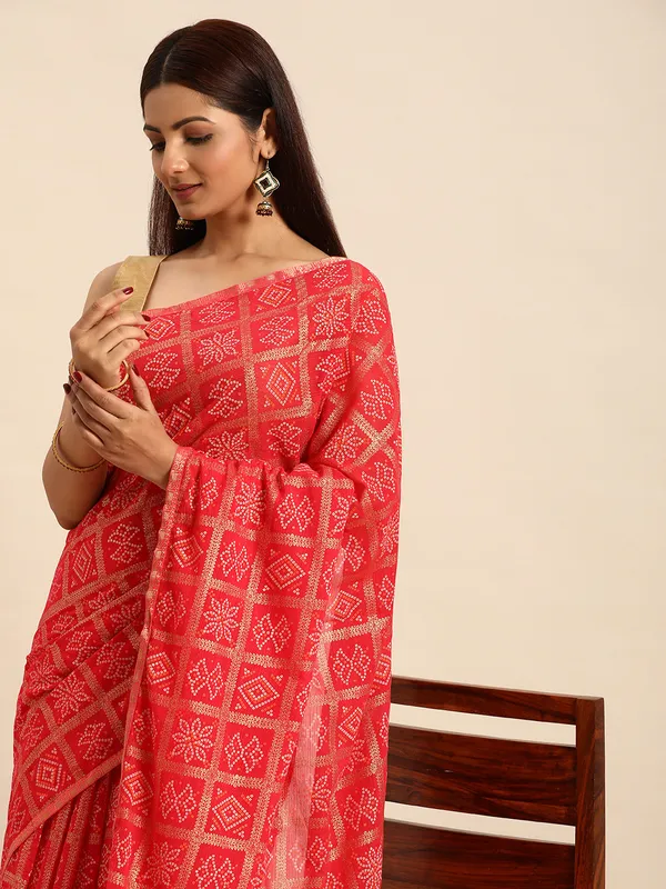 Pink_Zomato_Bandhani_Foil_Work_Beautiful_Saree