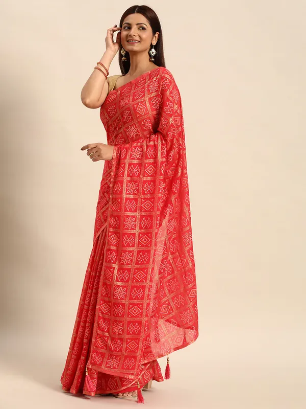 Pink_Zomato_Bandhani_Foil_Work_Beautiful_Saree
