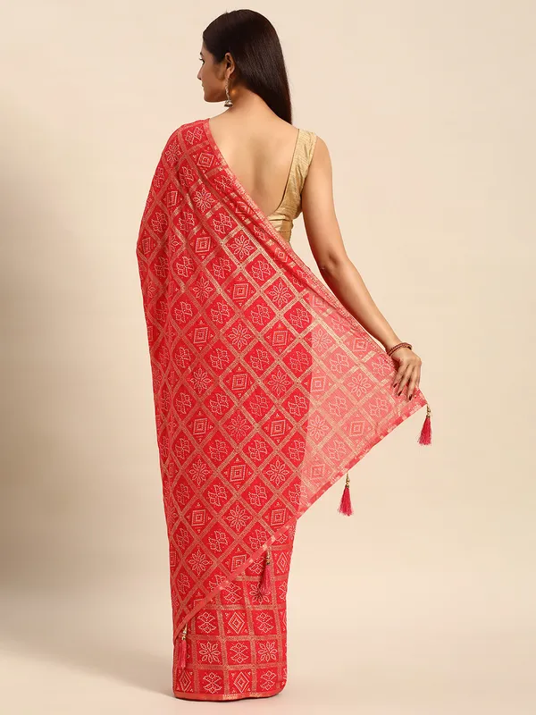 Pink_Zomato_Bandhani_Foil_Work_Beautiful_Saree